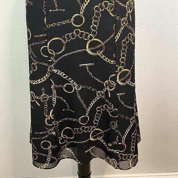 Evan Picone Skirt size 10 Black Gold Equestrian Horses Knee A Line Career Church - Picture 3 of 6